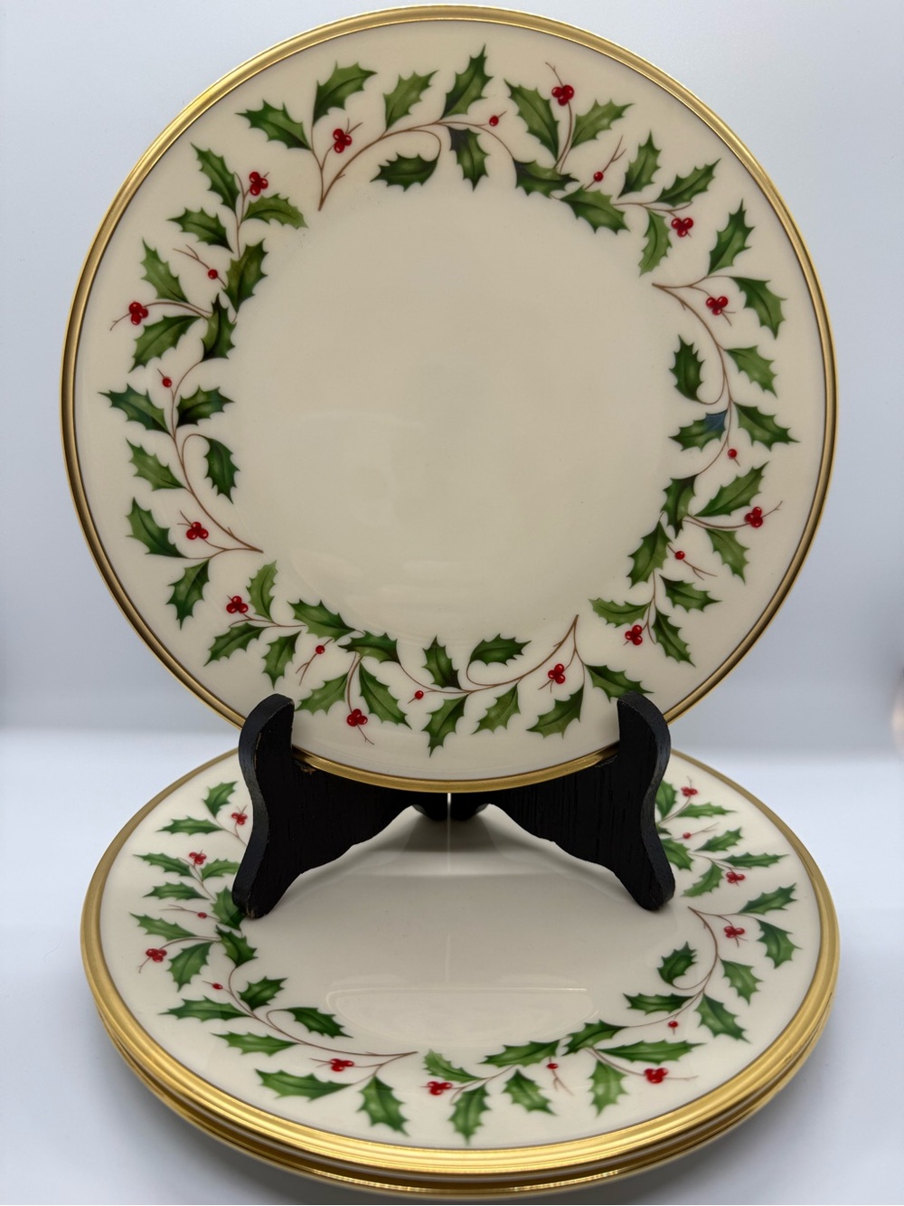 Lenox Holiday Salad Plate with Gold Trim- Three (3)